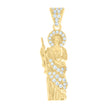 10kt Yellow Gold Mens Cubic-Zirconia St. Jude Religious Charm Pendant