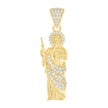 10kt Yellow Gold Mens Cubic-Zirconia St. Jude Religious Charm Pendant