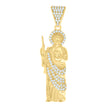 10kt Yellow Gold Mens Cubic-Zirconia St. Jude Religious Charm Pendant