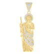 10kt Yellow Gold Mens Cubic-Zirconia St. Jude Religious Charm Pendant