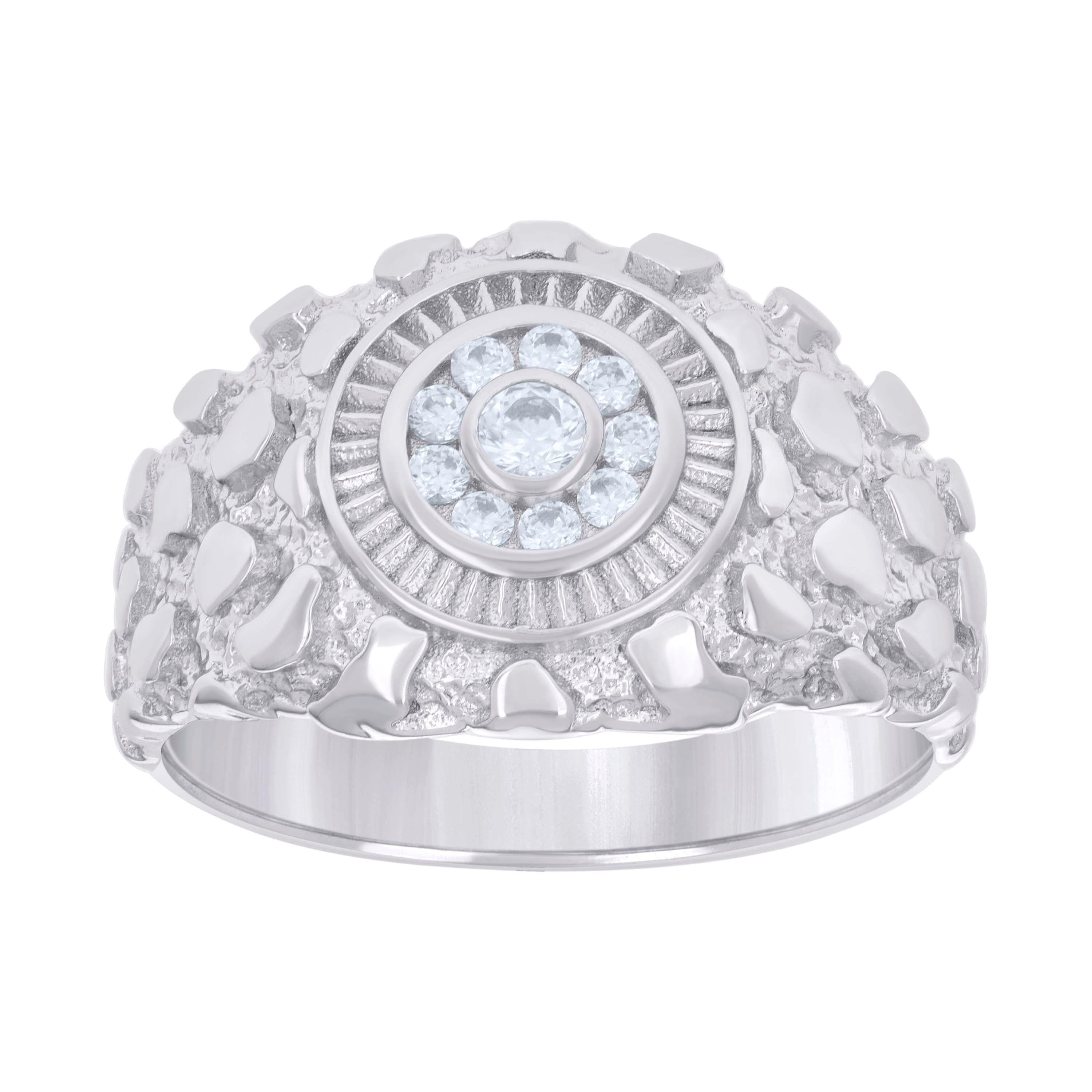 925 Sterling Silver Mens Cubic-Zirconia Nugget Fashion Ring Size 11 - SLV-131497