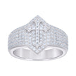 925 Sterling Silver Mens Cubic-Zirconia Cross Religious Ring Size 8 - SLV-130259