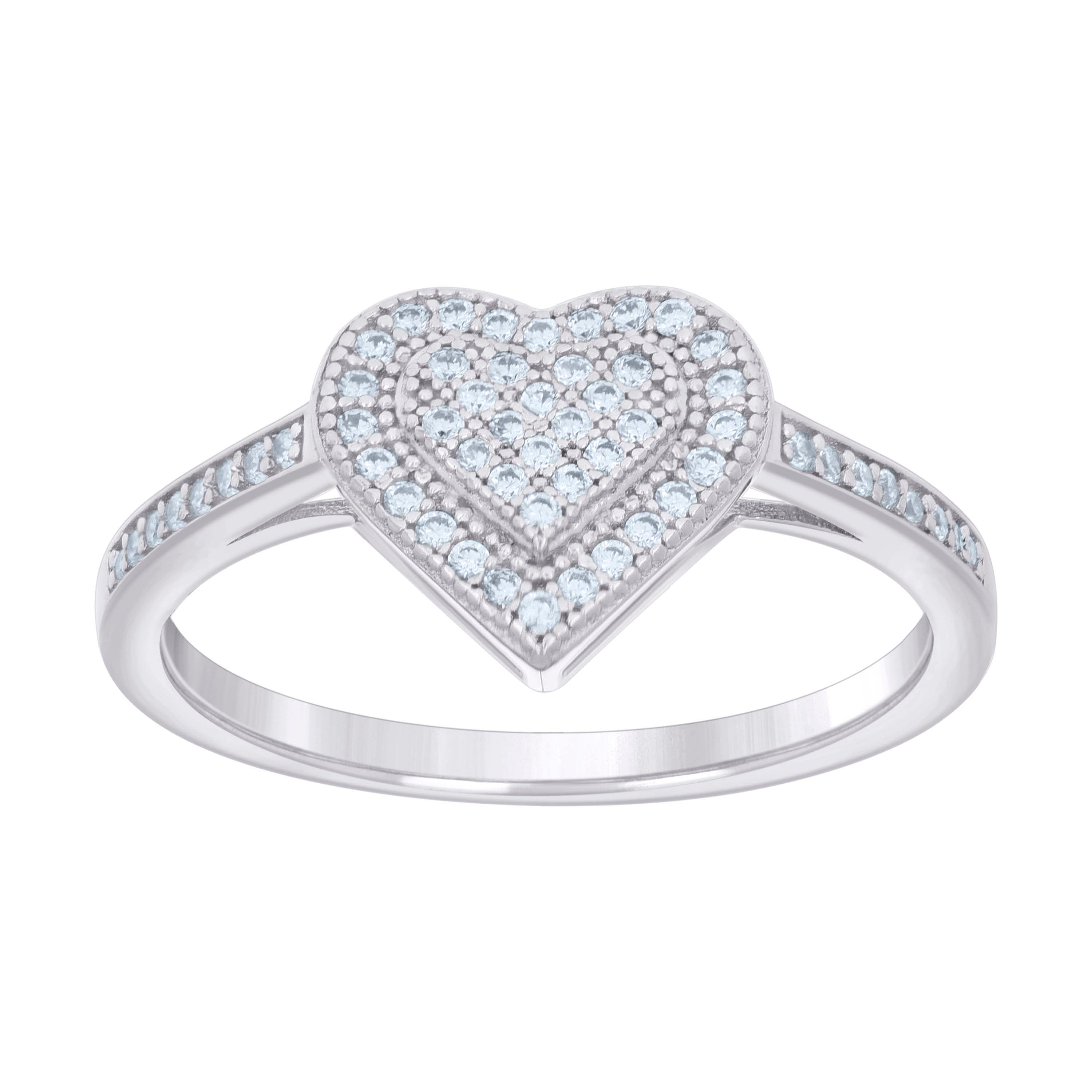 925 Sterling Silver Womens Cubic-Zirconia Heart Ring Size 9 - SLV-130266