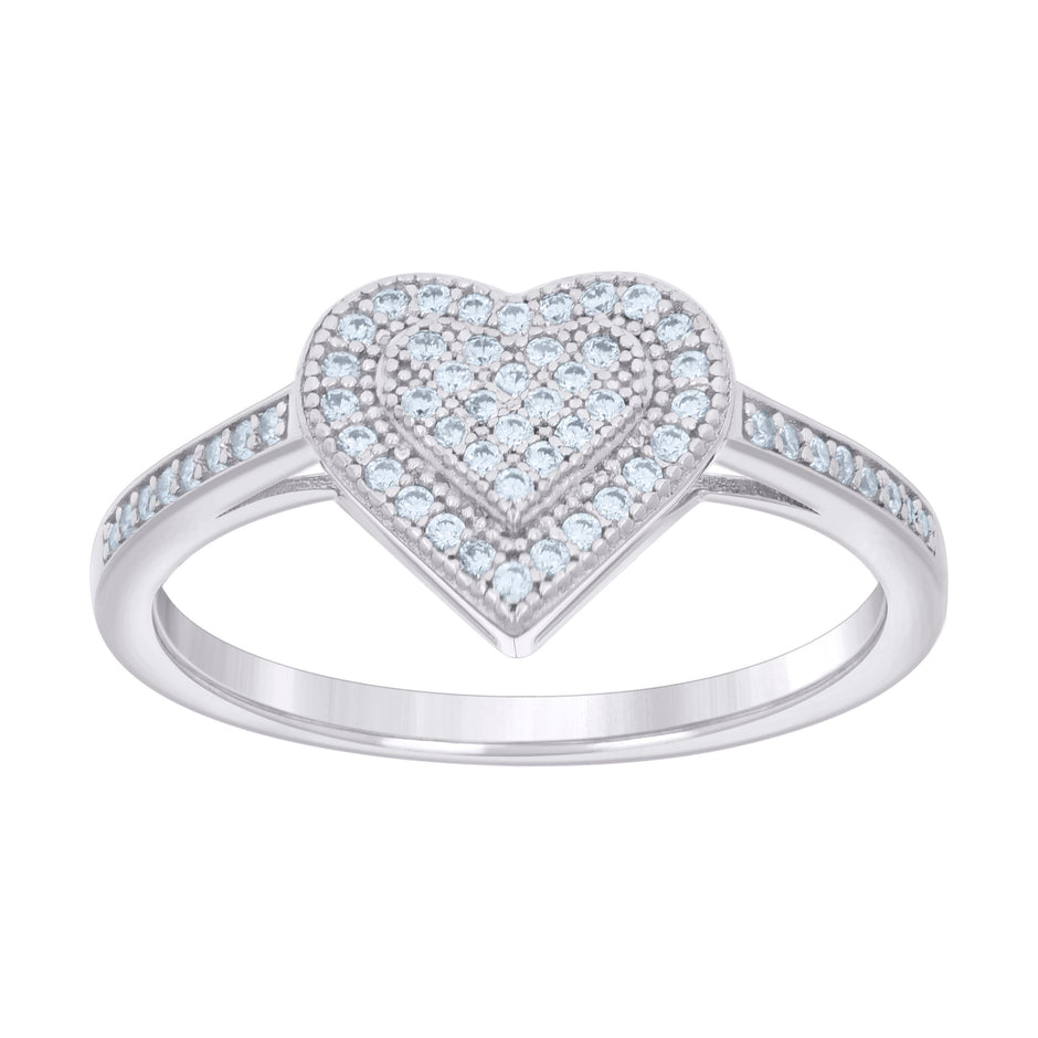 925 Sterling Silver Womens Cubic-Zirconia Heart Ring Size 9 - SLV-130266
