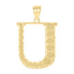 10kt Yellow Gold Unisex Floral Initial Alphabet U Charm Pendant