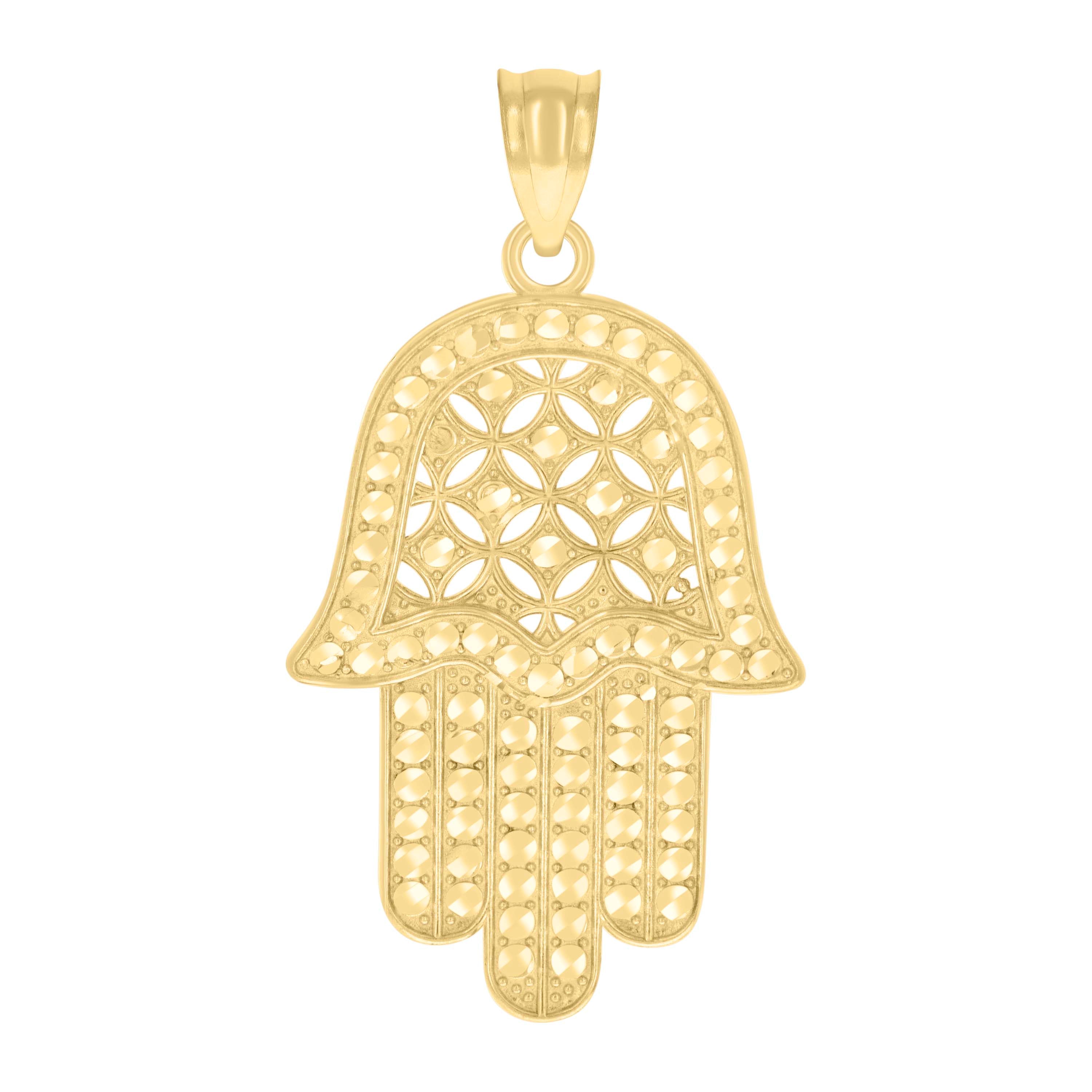 10kt Yellow Gold Unisex Hamsa Symbol Religious Charm Pendant