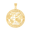 10kt Yellow Gold Mens THE WORLD IS YOURS World Map Charm Pendant