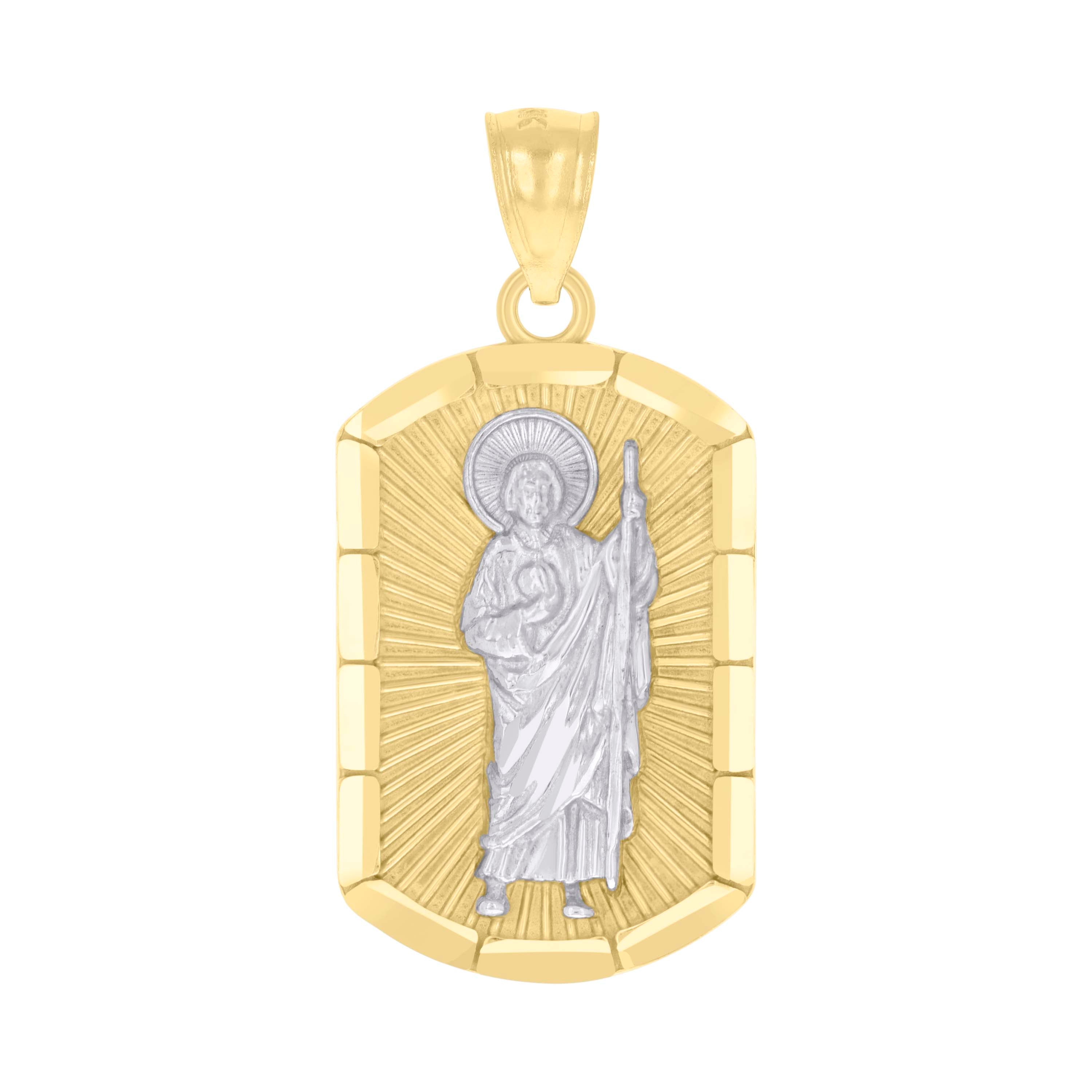 10kt Two-tone Gold Mens St. Jude Religious Charm Pendant