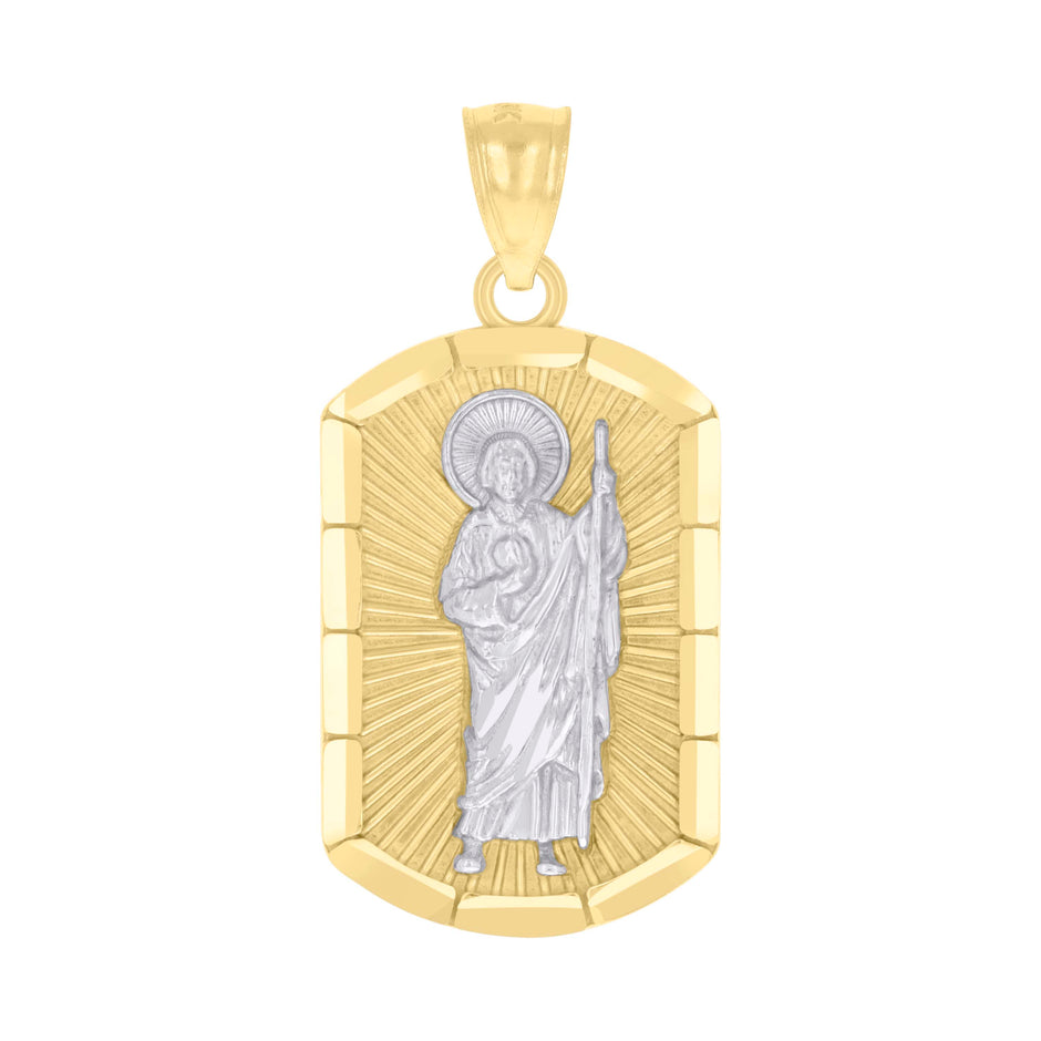 10kt Two-tone Gold Mens St. Jude Religious Charm Pendant