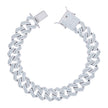 925 Sterling Silver Baguette Round Cubic-Zirconia Fancy Cuban Bracelet Size 8.5 Inches