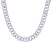 925 Sterling Silver Baguette Round Cubic-Zirconia Fancy Cuban Necklace Size 24 Inches
