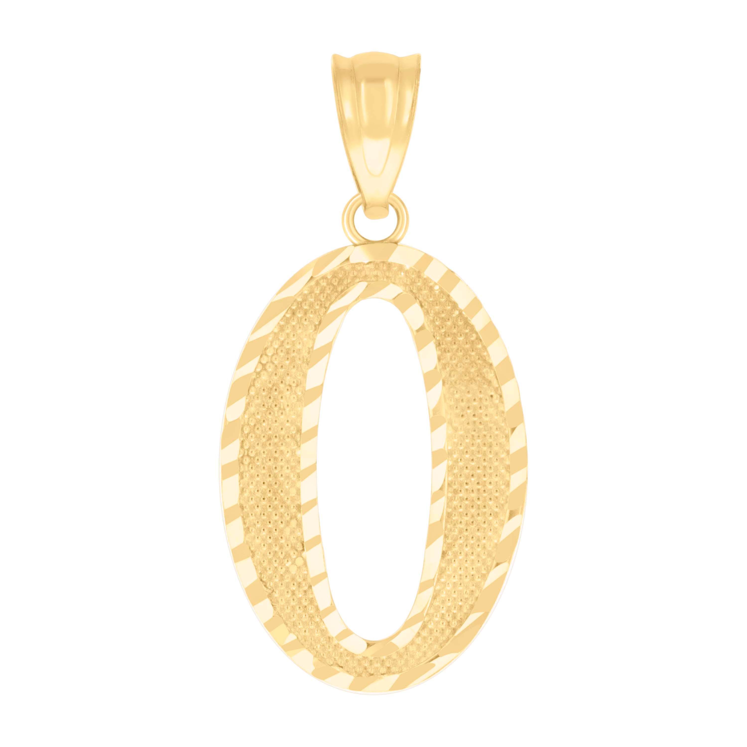 10Kt Yellow Gold Unisex Number 0 Nugget Charm Pendant