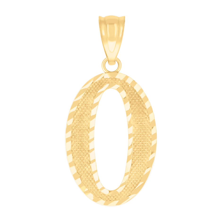 10Kt Yellow Gold Unisex Number 0 Nugget Charm Pendant