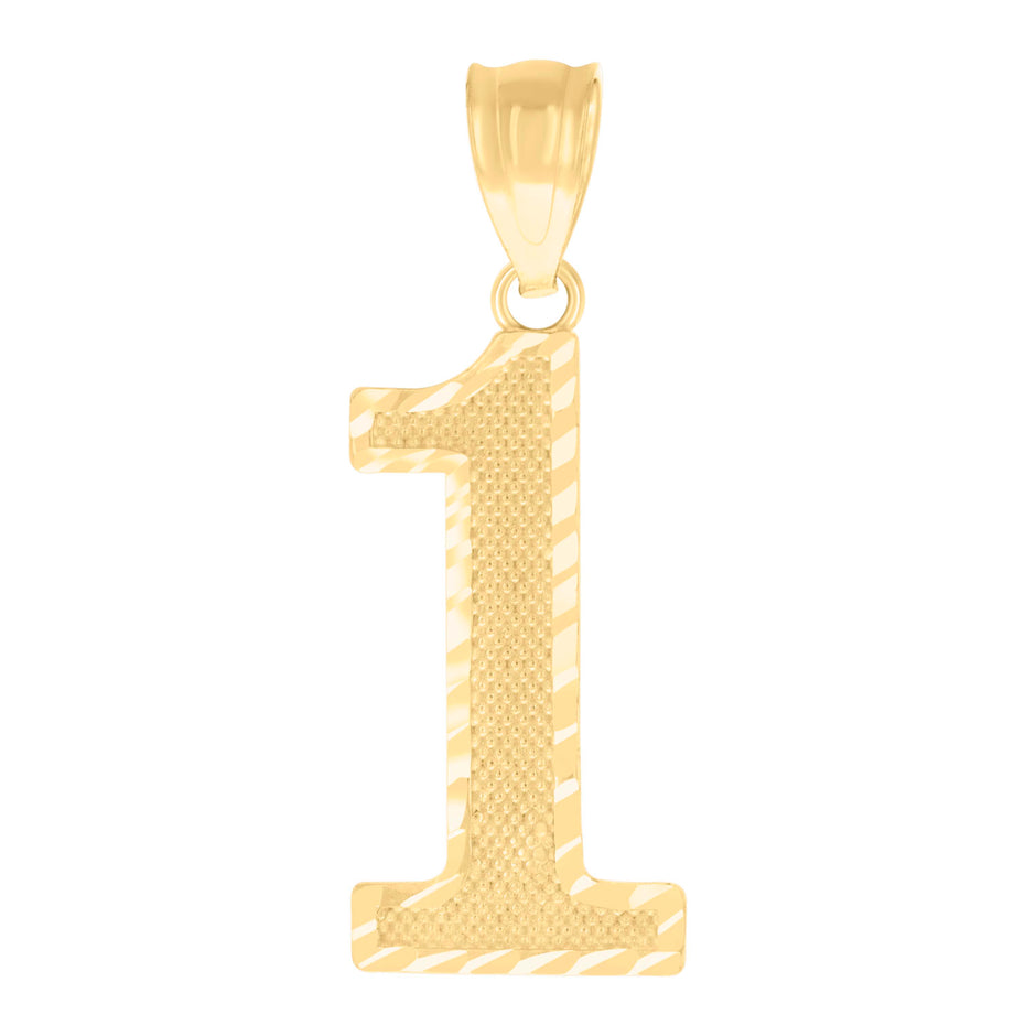 10Kt Yellow Gold Unisex Number 1 Nugget Charm Pendant