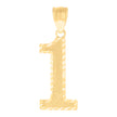 10Kt Yellow Gold Unisex Number 1 Nugget Charm Pendant