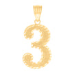 10Kt Yellow Gold Unisex Number 3 Nugget Charm Pendant
