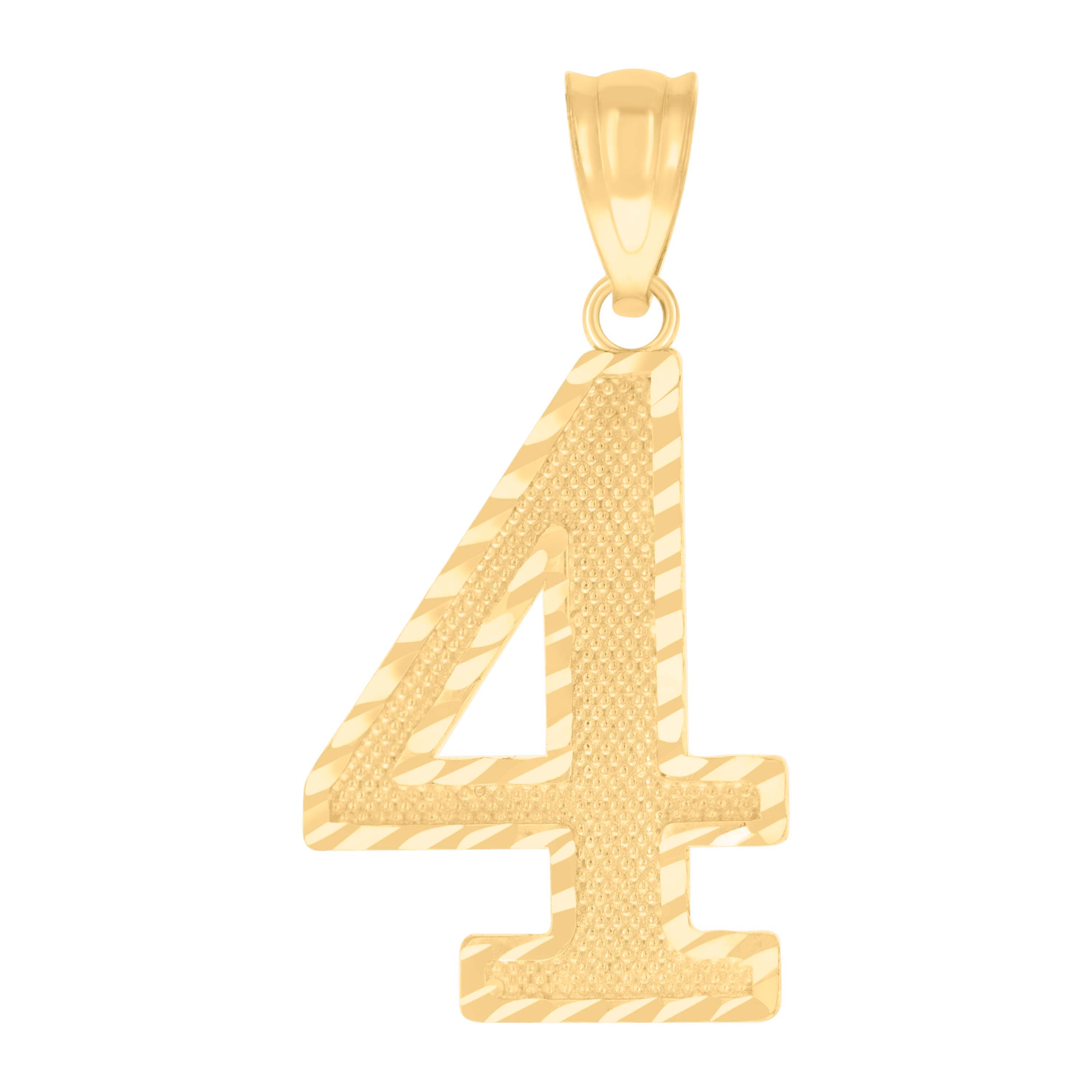 10Kt Yellow Gold Unisex Number 4 Charm Pendant