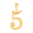 10Kt Yellow Gold Unisex Number 5 Charm Pendant