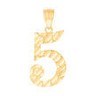10Kt Yellow Gold Unisex Number 5 Nugget Charm Pendant