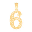 10Kt Yellow Gold Unisex Number 6 Nugget Charm Pendant
