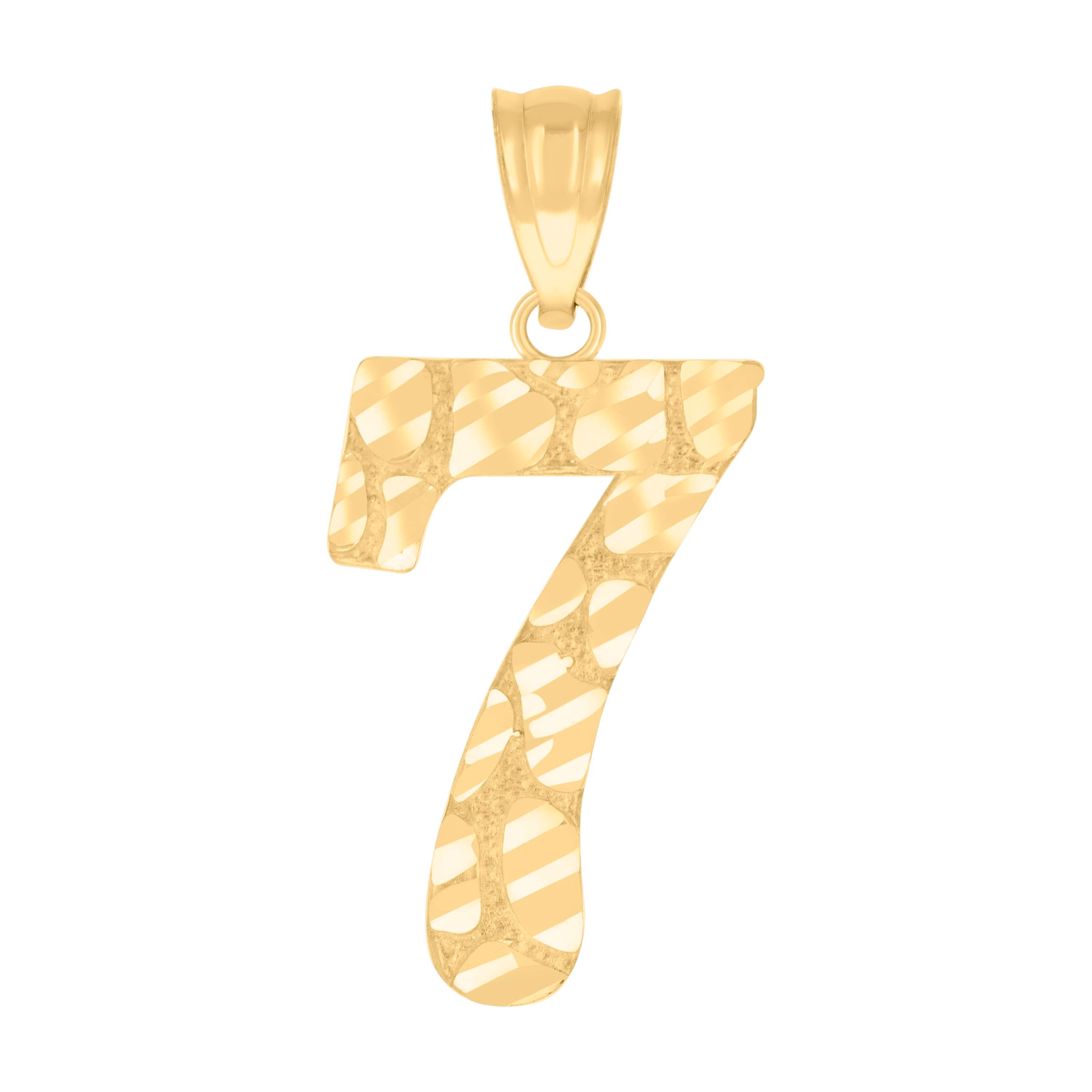 10Kt Yellow Gold Unisex Number 7 Nugget Charm Pendant