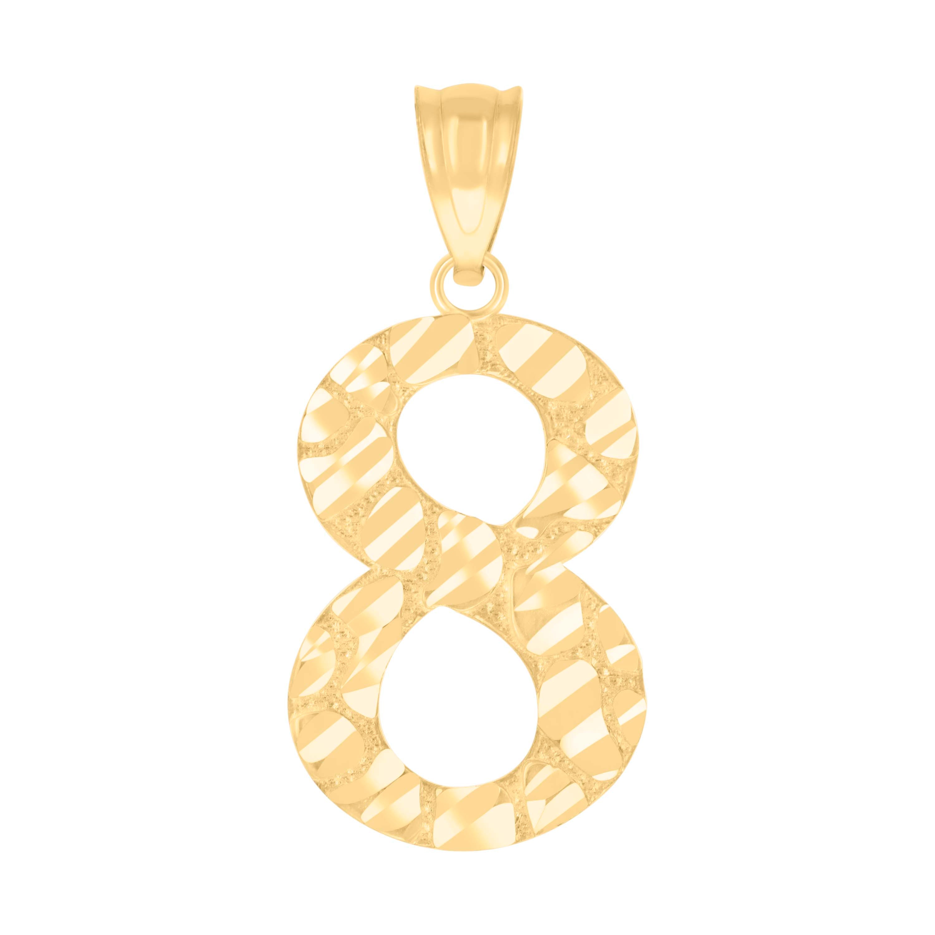 10Kt Yellow Gold Unisex Number 8 Nugget Charm Pendant