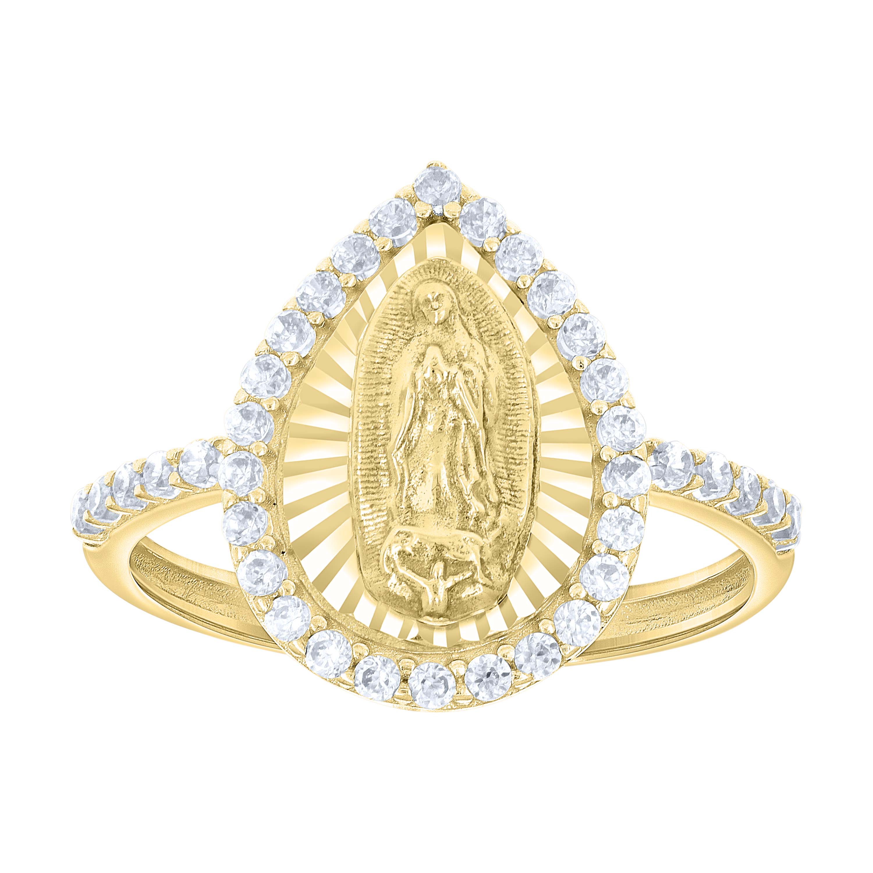 10kt Yellow Gold Womens Cubic-Zirconia Tear Drop Fashion Ring