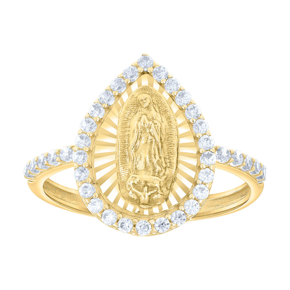 10kt Yellow Gold Womens Cubic-Zirconia Tear Drop Fashion Ring