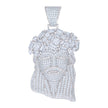 925 Sterling Silver Mens Baguette Round Cubic-Zirconia Jesus Religious Charm Pendant