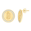 10kt Yellow Gold Womens Cubic-Zirconia Guadalupe Religious Stud Earrings