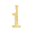 14kt Yellow Gold Unisex Nugget Initial Number 1 Charm Pendant 