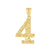14kt Yellow Gold Unisex Nugget Initial Number 4 Charm Pendant 