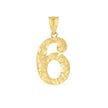 14kt Yellow Gold Unisex Nugget Initial Number 6 Charm Pendant 