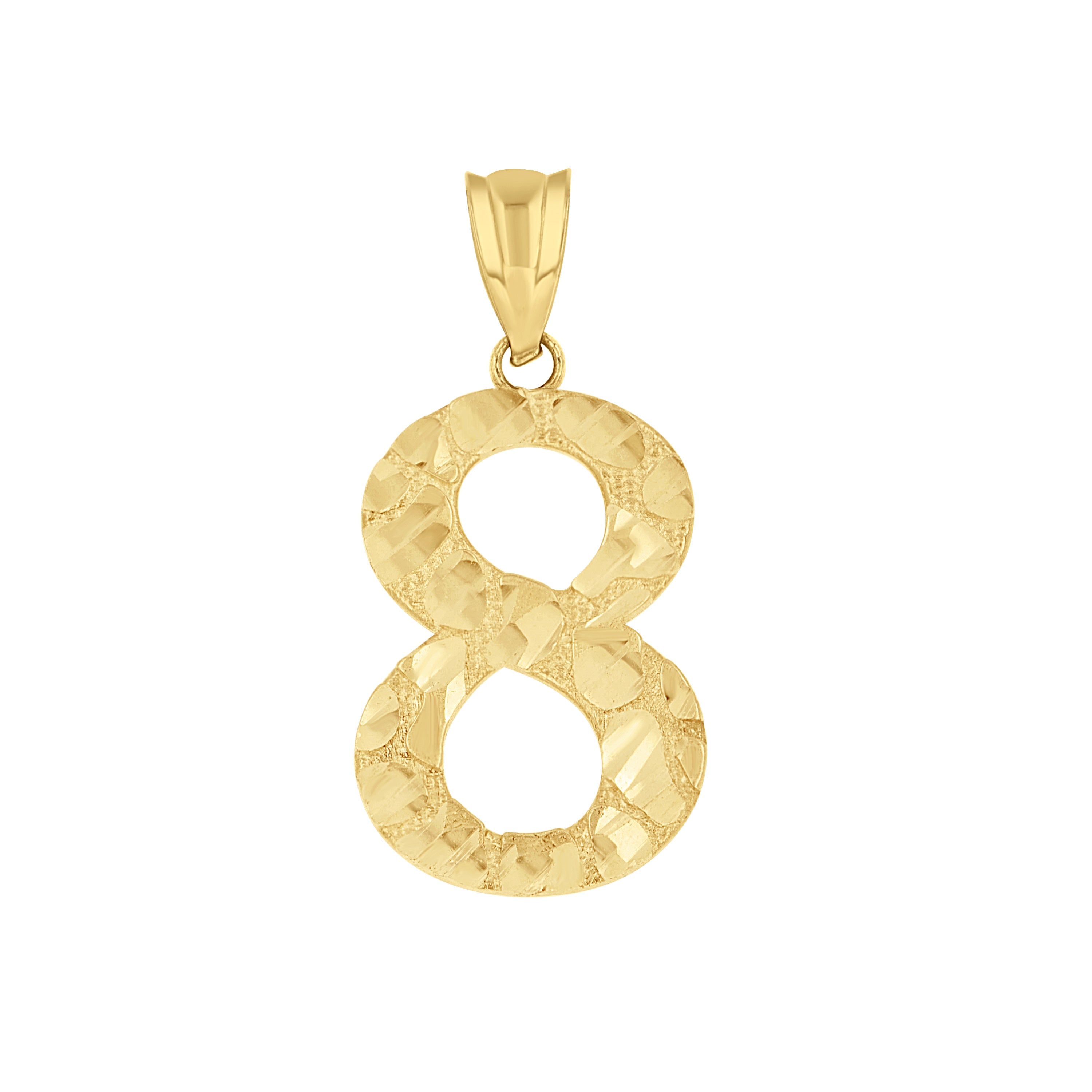 14kt Yellow Gold Unisex Nugget Initial Number 8 Charm Pendant 