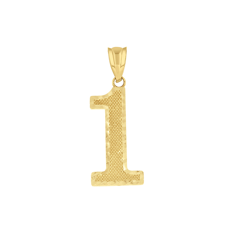 14kt Yellow Gold Unisex Initial Number 1 Charm Pendant 