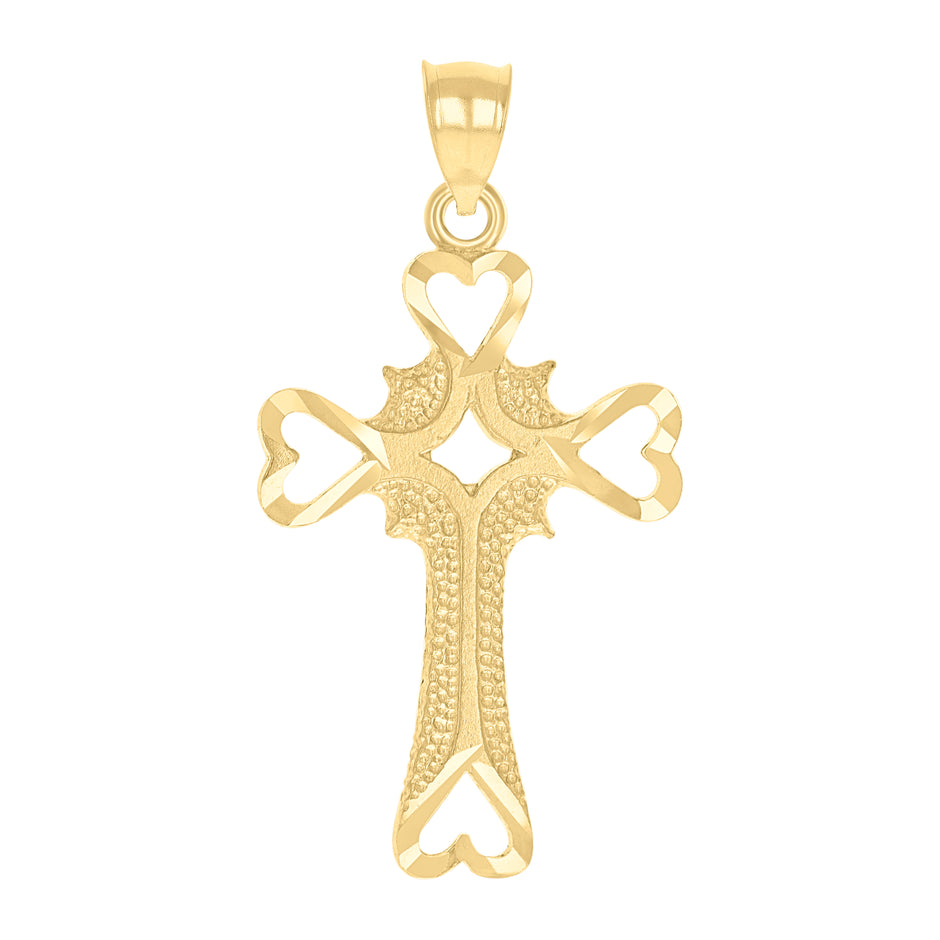 10kt Yellow Gold Womens Mens Unisex Cross Heart Charm Pendant