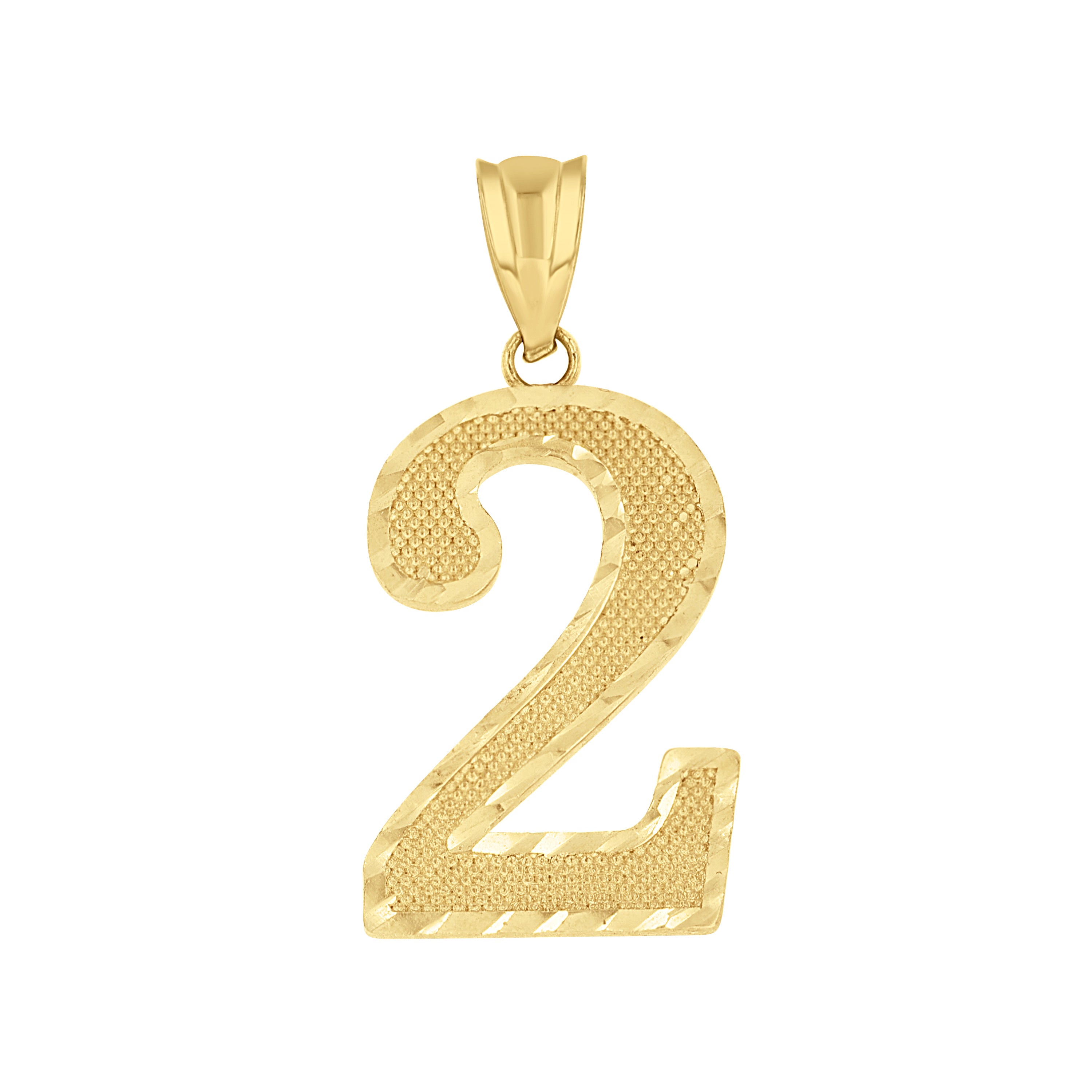 14kt Yellow Gold Unisex Initial Number 2 Charm Pendant 
