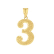14kt Yellow Gold Unisex Initial Number 3 Charm Pendant 