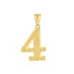 14kt Yellow Gold Unisex Initial Number 4 Charm Pendant 