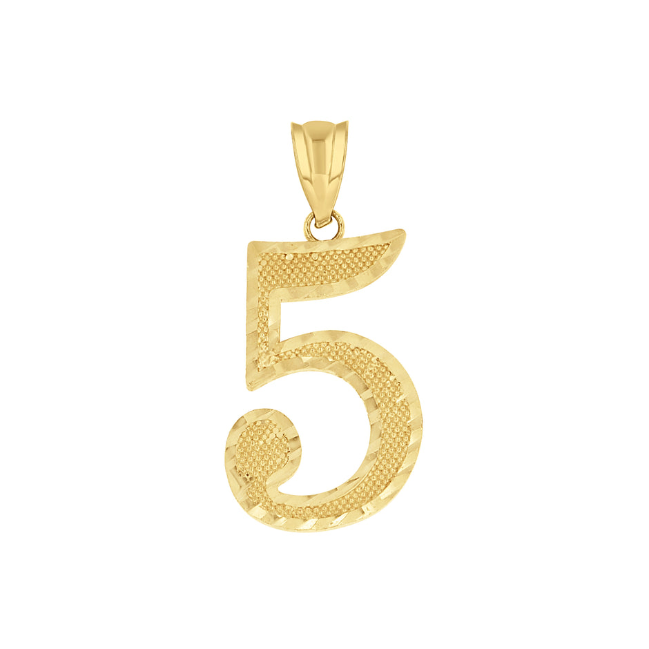 14kt Yellow Gold Unisex Initial Number 5 Charm Pendant 