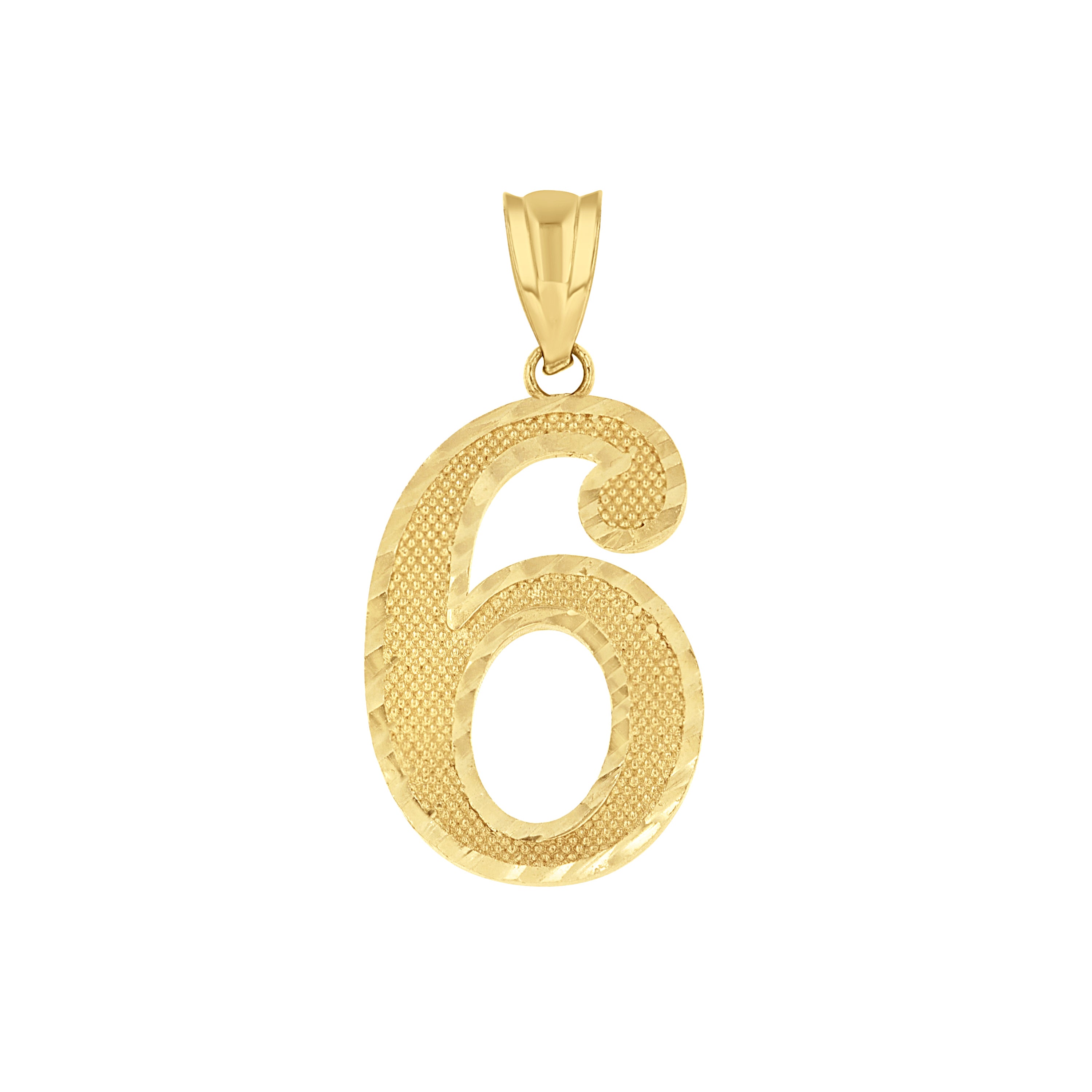 14kt Yellow Gold Unisex Initial Number 6 Charm Pendant 
