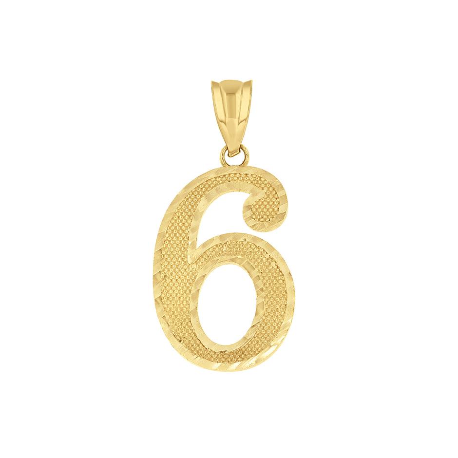14kt Yellow Gold Unisex Initial Number 6 Charm Pendant 