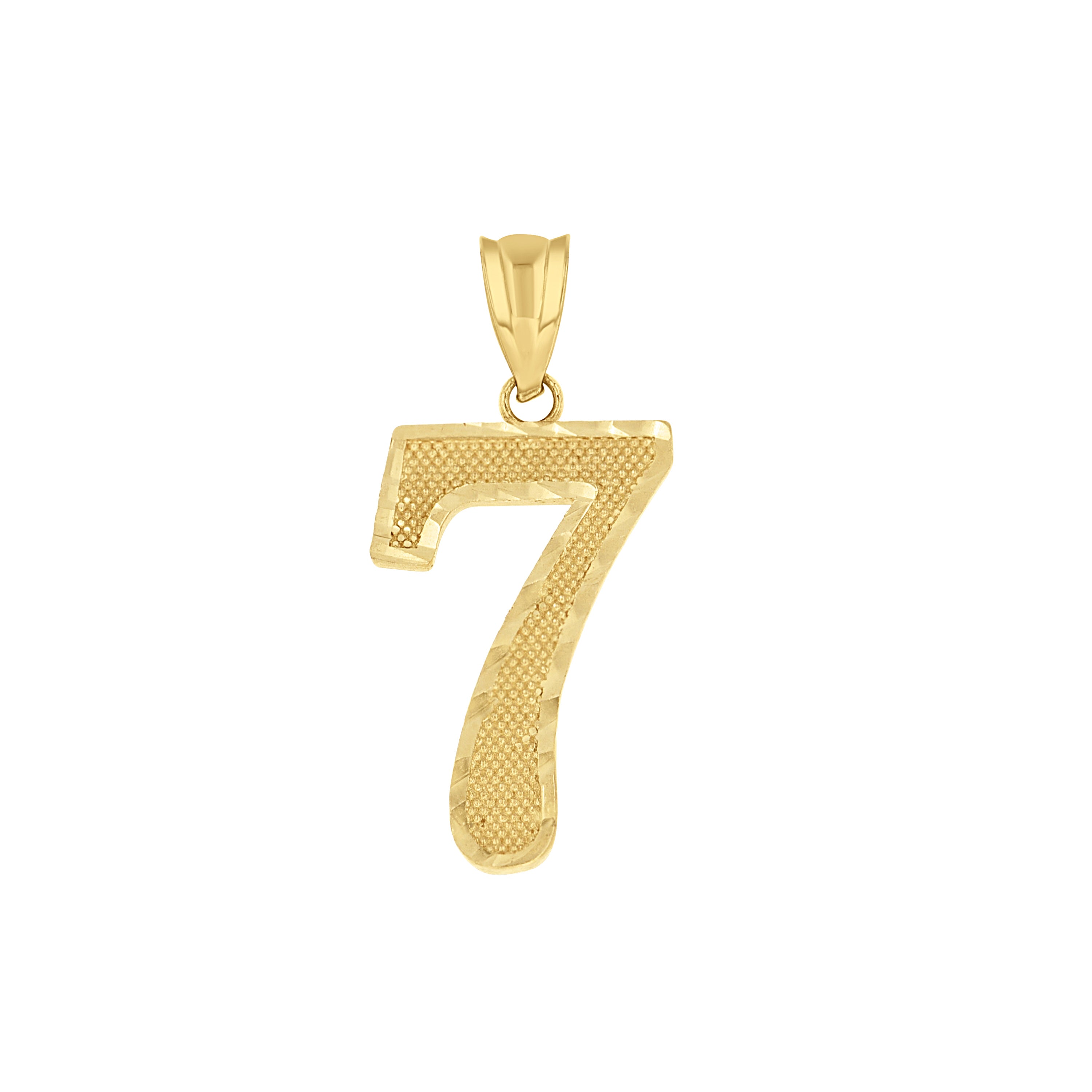 14kt Yellow Gold Unisex Initial Number 7 Charm Pendant 