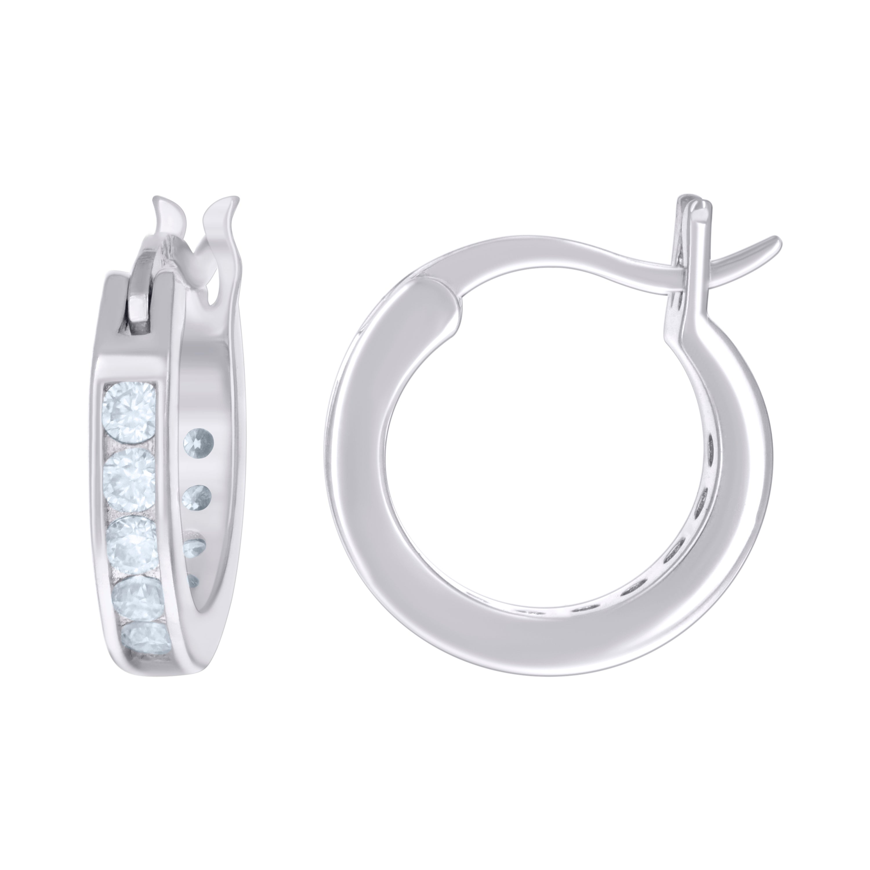 925 Sterling Silver Womens 14mm Moissanite Stone 0.88Ct Hoop Earrings