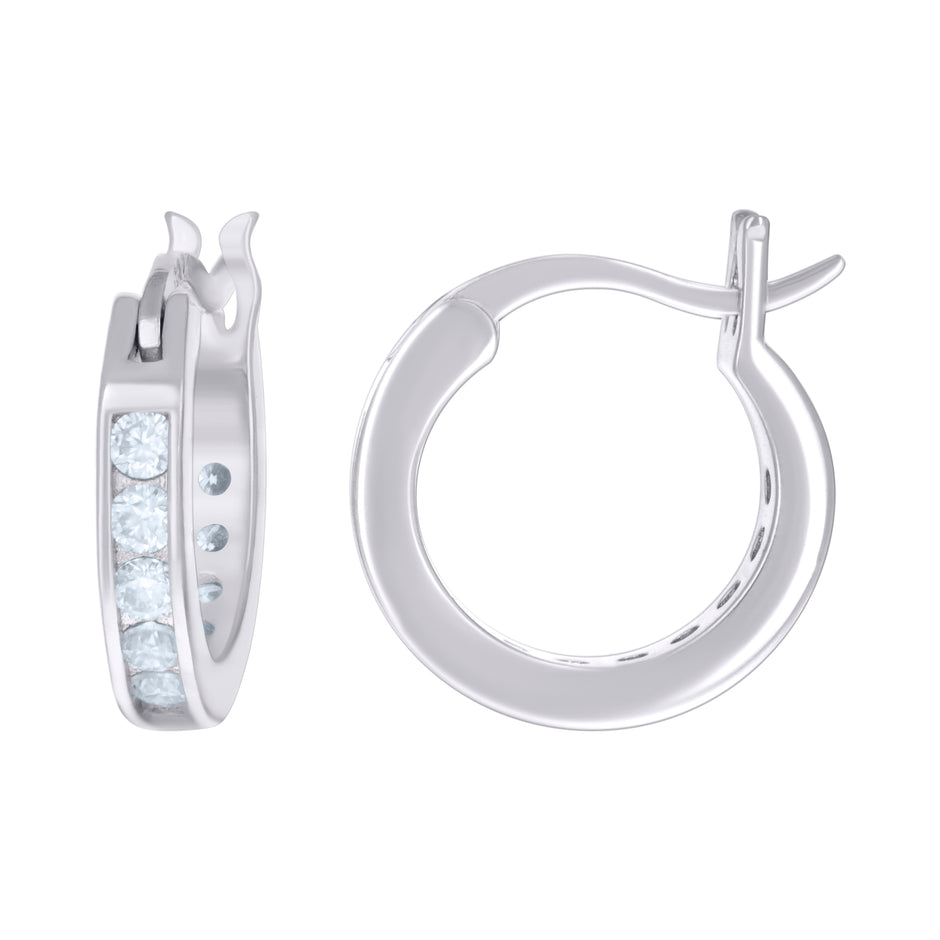 925 Sterling Silver Womens 14mm Moissanite Stone 0.88Ct Hoop Earrings