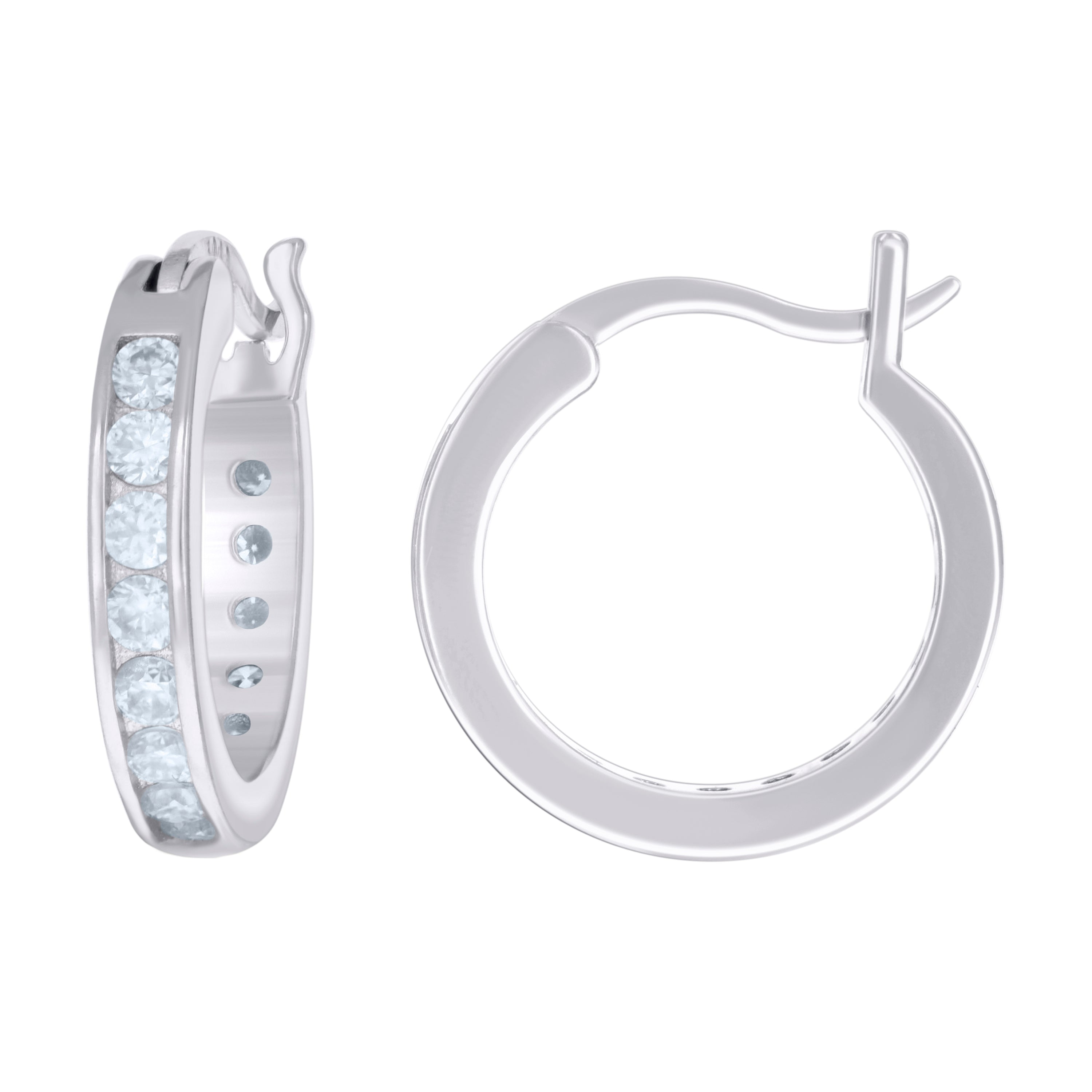 925 Sterling Silver Womens 16mm Moissanite Stone 1.20Ct Hoop Earrings