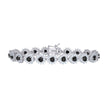 925 Sterling Silver Womens Black White Cubic-Zirconia Heart Link Fashion Bracelet Size 7 Inches