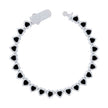 925 Sterling Silver Womens White Black Heart Round Cubic-Zirconia Hearts Link Bracelet Size 7 Inches