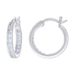 925 Sterling Silver Womens Cubic-Zirconia Inside-Out 3mm-18 Hoop Earrings
