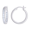 925 Sterling Silver Womens Cubic-Zirconia Inside-Out 3mm-20 Hoop Earrings